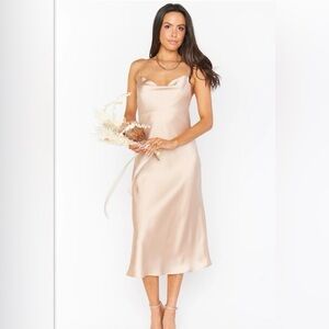 Show Me Your MuMu Blush Satin Verona Midi Dress